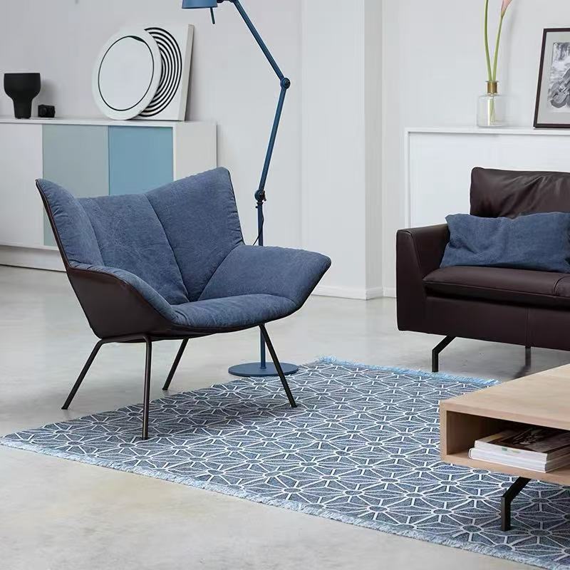 biue light luxury cloud seat rotating leisure chair