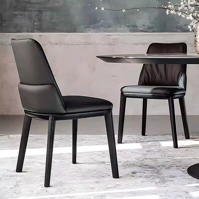 black minimalist light luxury dining chair