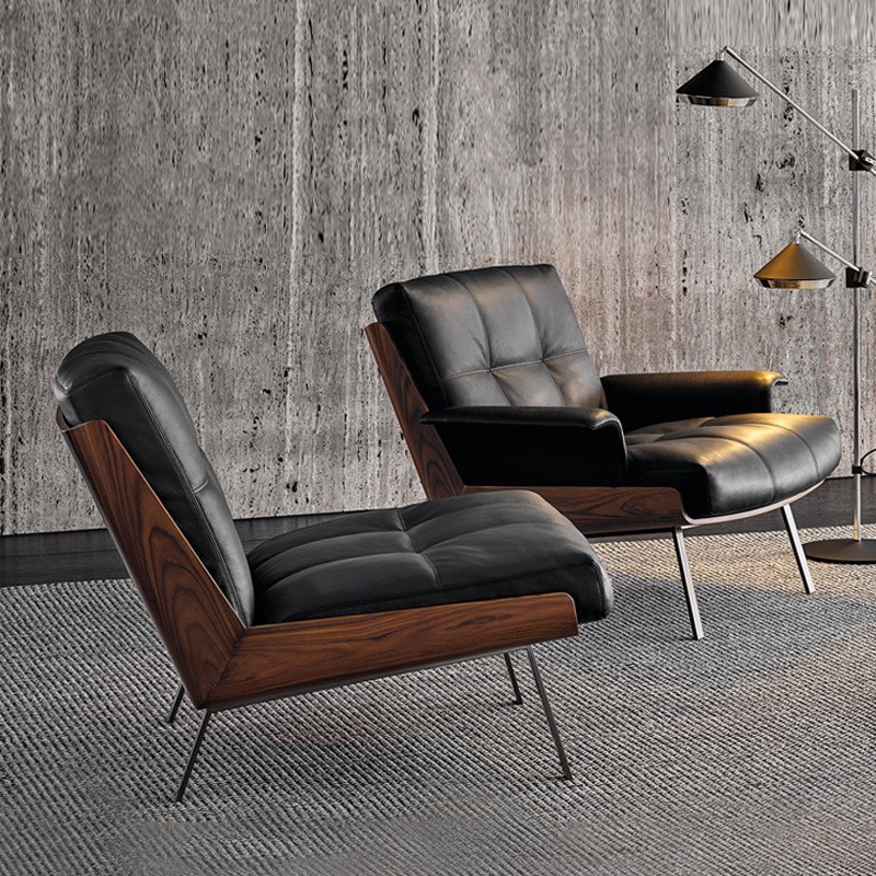 black nordic luxury leather art sofa chair