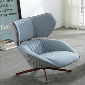 blue italian modern solid steel rotating sofa chair