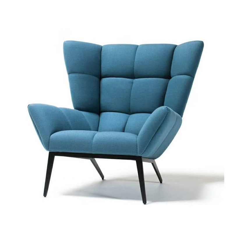 blue nordic square sofa chair left view