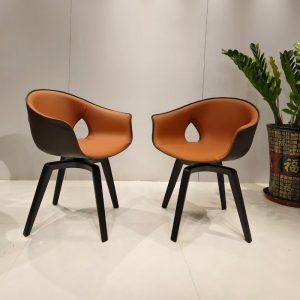 brown light luxury fiberglass negotiation chair side  view