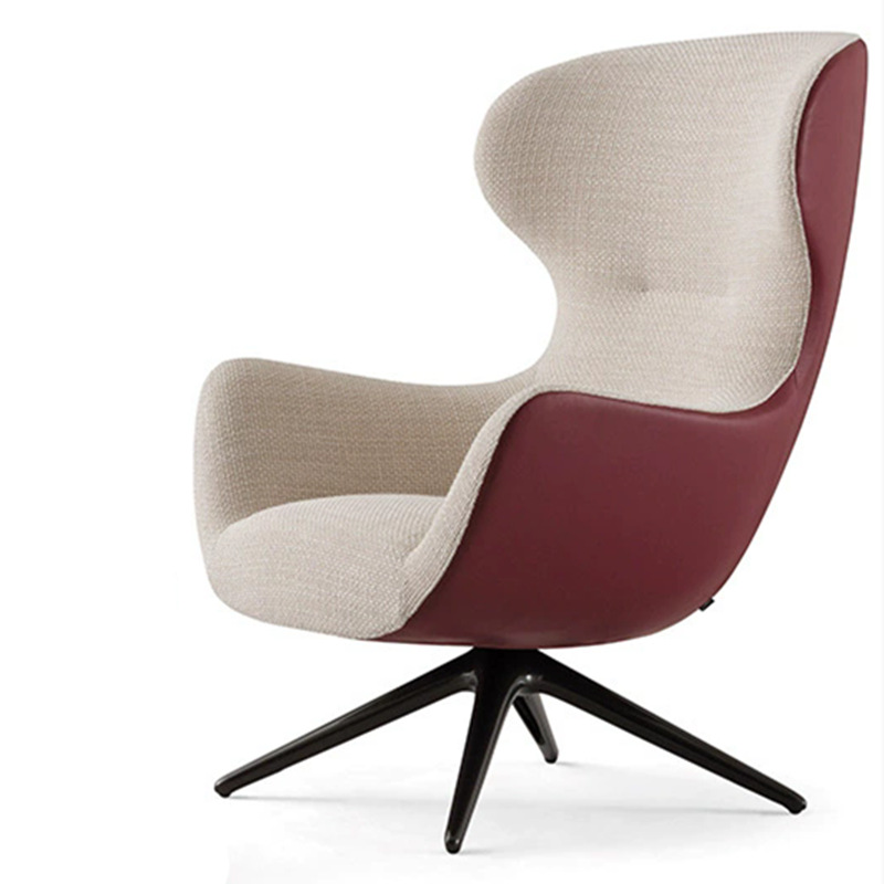 dark red nordic leather computer chair left hand view
