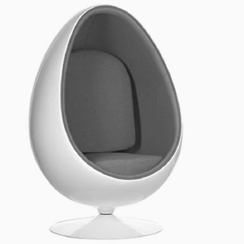 grey fiberglass egg shaped swivel chair