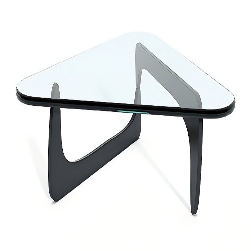 light luxury glass wooden footrest coffee table
