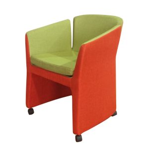 minimally designed cotton swivel chair left view