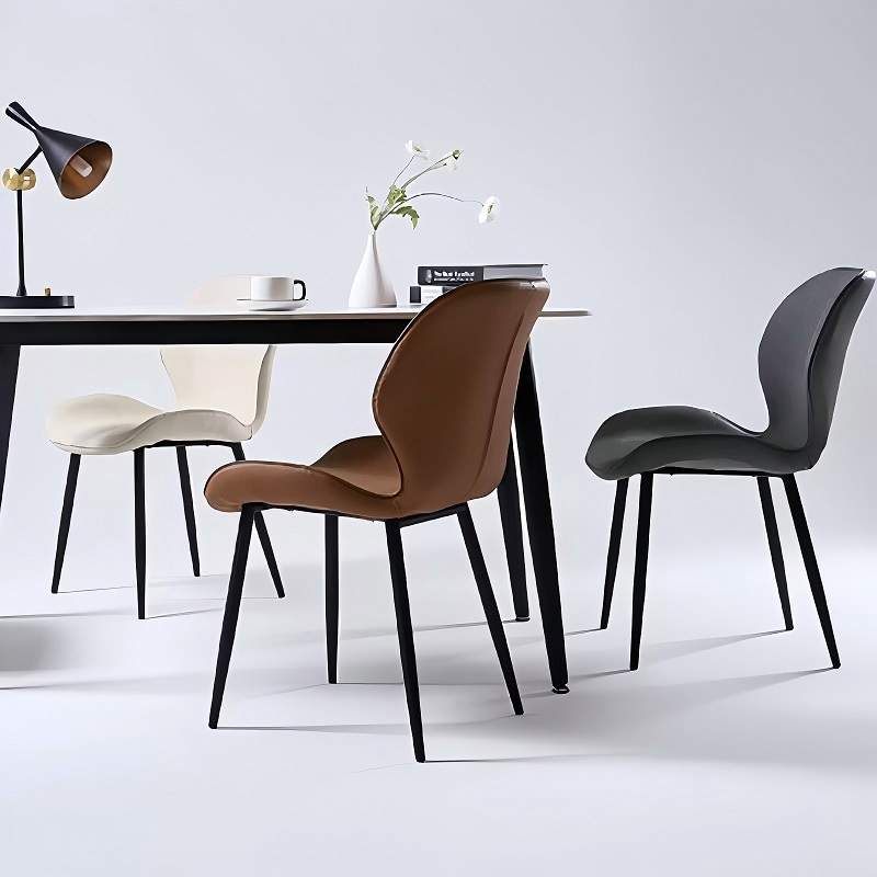 nordic leather retro leisure chair left view