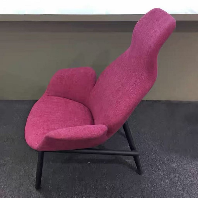 red nordic fabric single sofa chair left view
