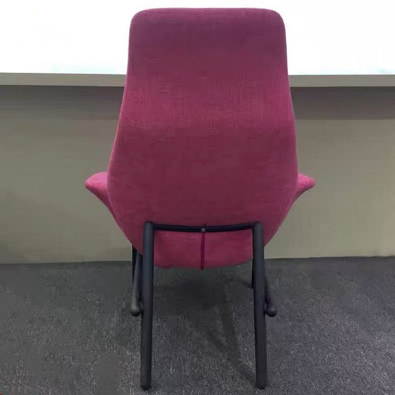 red nordic fabric single sofa chair rear view