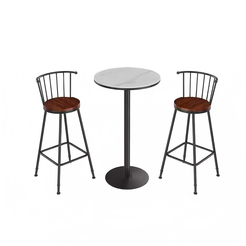 white solid wood high legged round table