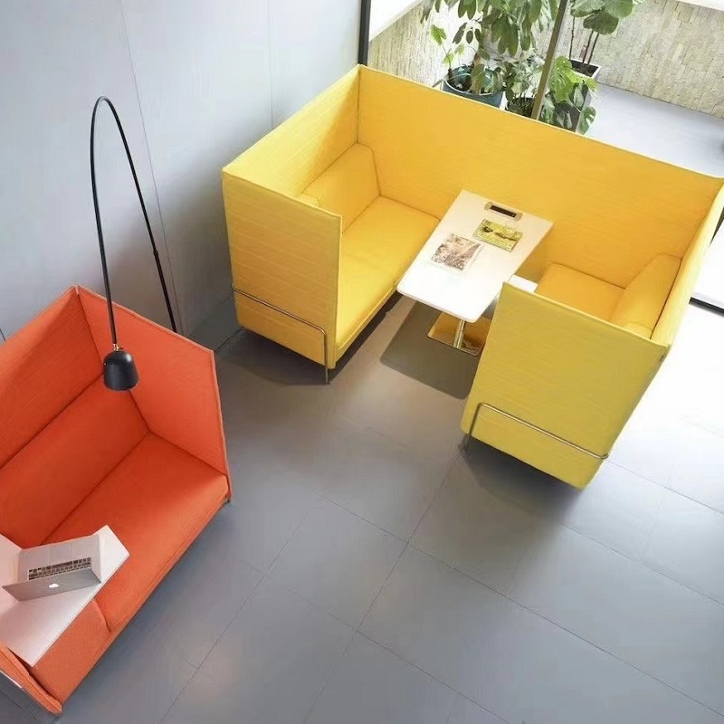 yellow high back office partition sofa