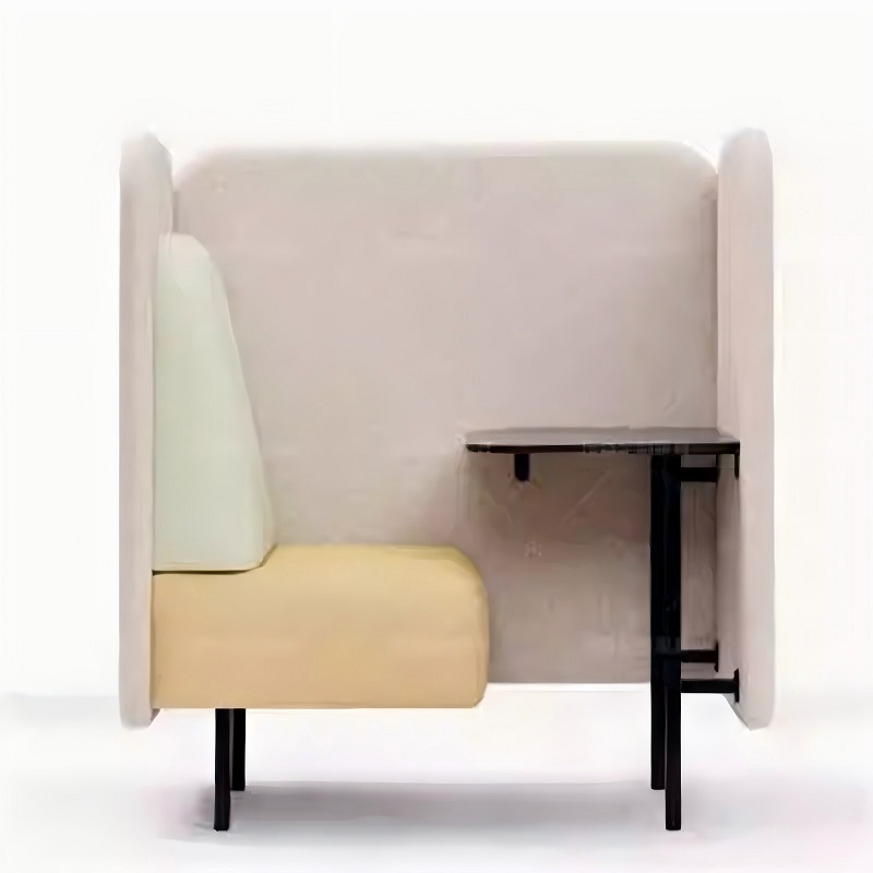 beige high back private booth sofa