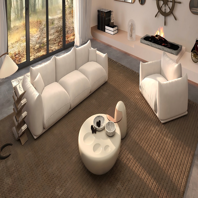 beige italian minimalist cream style sofa