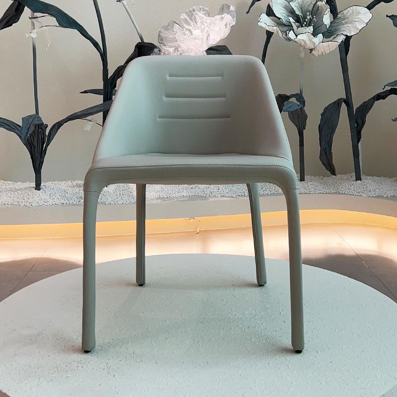 beige light luxury leather study chair