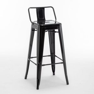 black iron backrest high stool