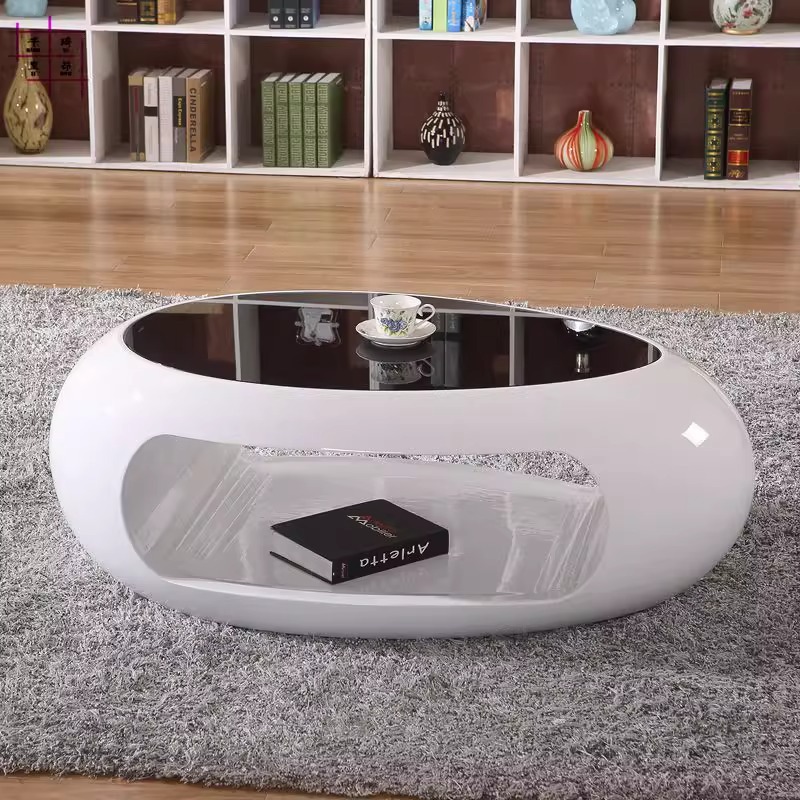black irregular tempered glass coffee table
