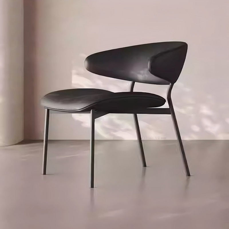 black italian minimalist half arc dining chair