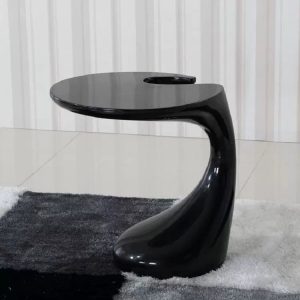 black water droplet shaped fiberglass coffee table