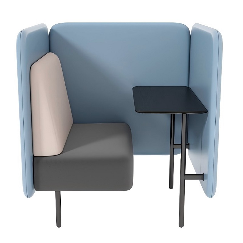 blue high back private booth sofa