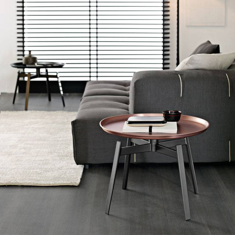 brown light luxury creative iron tea table round table