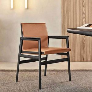 brown light luxury solid wood dining chair