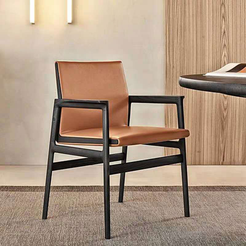 brown light luxury solid wood dining chair
