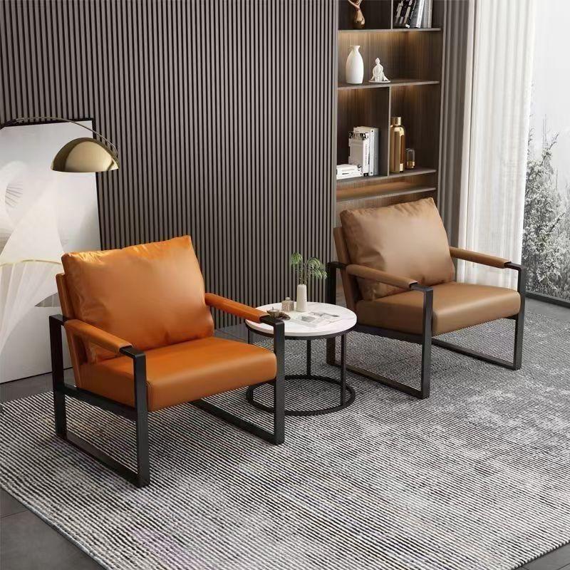brown light luxury wrought iron leisure chair