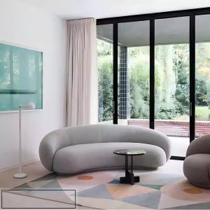 gray light luxury curved fabric sofa