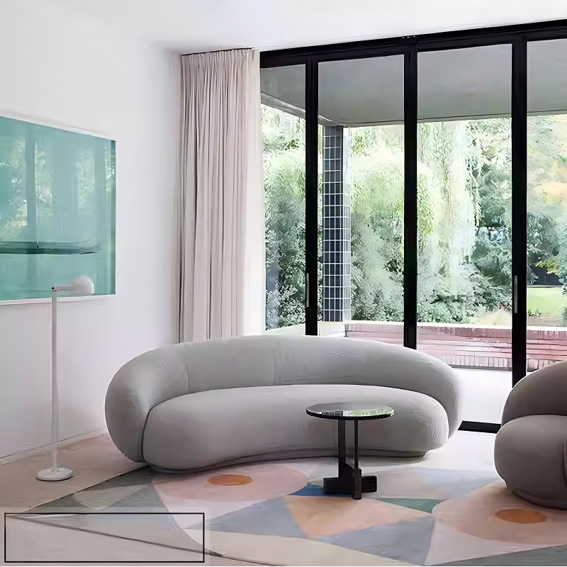 gray light luxury curved fabric sofa