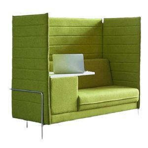 green high back partitioned office sofa