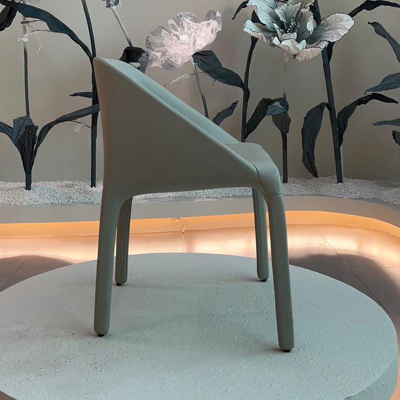 light luxury leather study chair side view