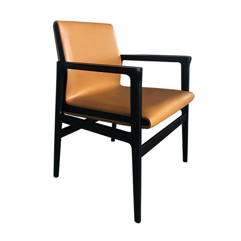 light luxury solid wood dining chair side view