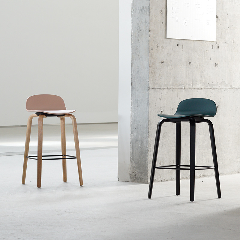 nordic solid wood high legged bar stool