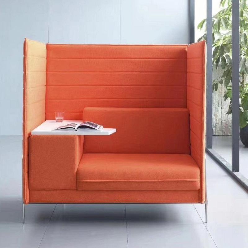 orange high back partitioned office sofa