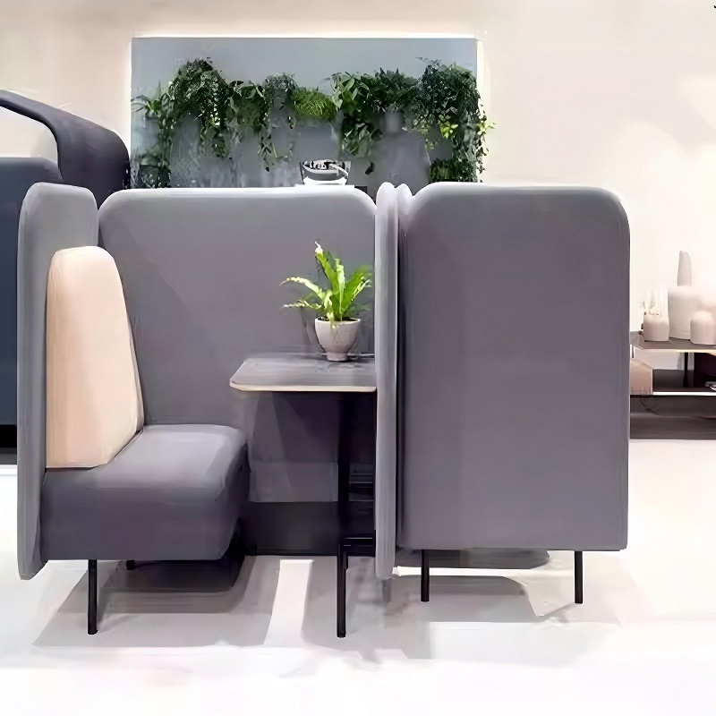 purple high back private booth sofa