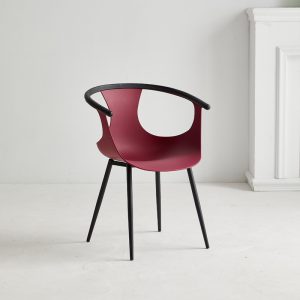 red thick plastic dining chair