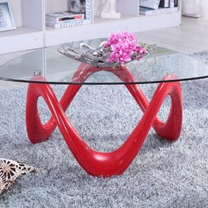 red triangle art glass tea table