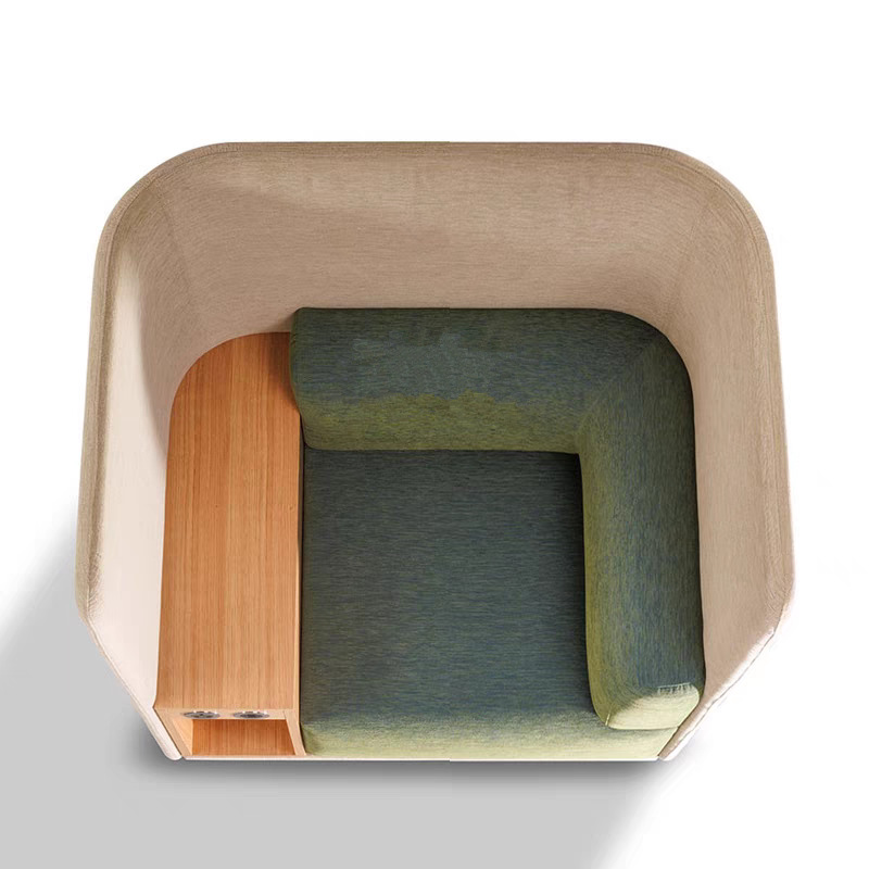 semi private space sofa chair vertical view