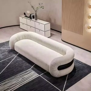 white italian minimalist cat claw leather sofa