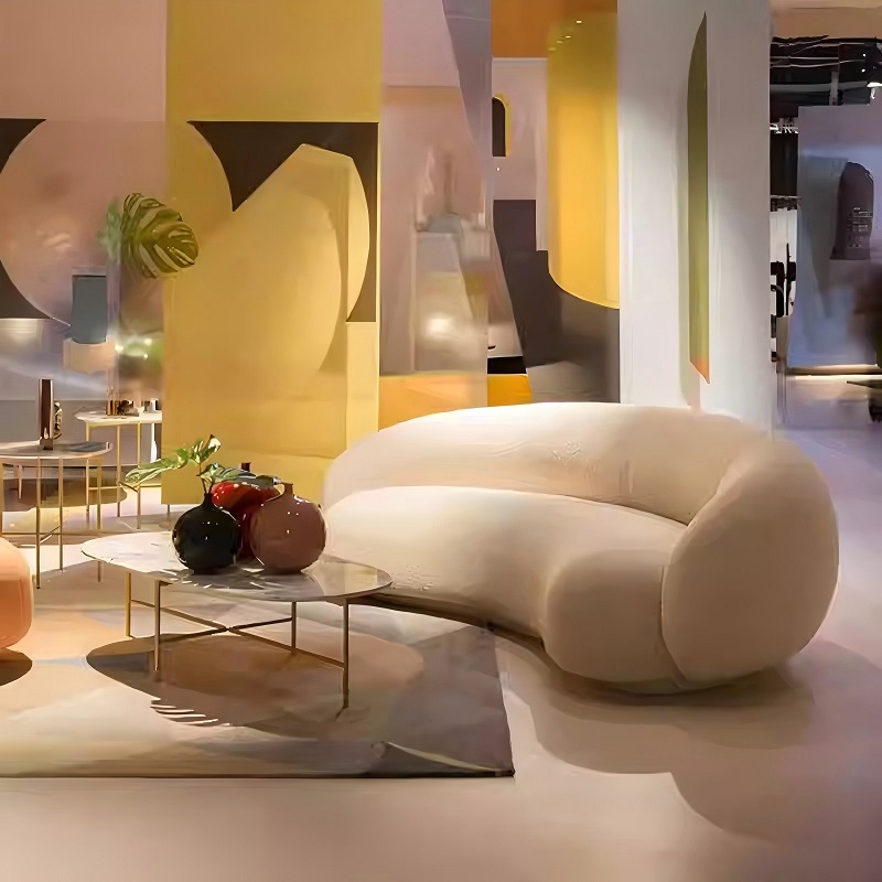 white light luxury curved fabric sofa
